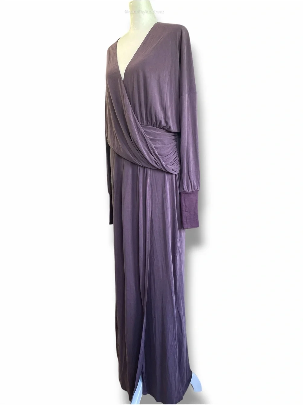 Free People Riley Cupra Wrap Maxi Dress Plum Purple Medium M NWOT Boho Slit